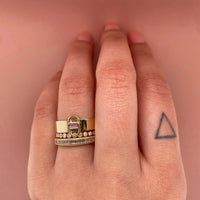 bezeled-round-half-diamond-band,baguette-milgrain-halw-way-diamond-band