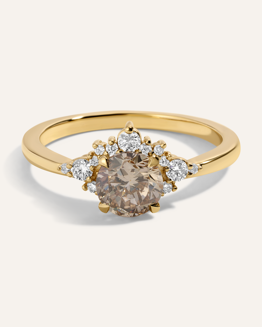 Champagne And White Snowflake Ring