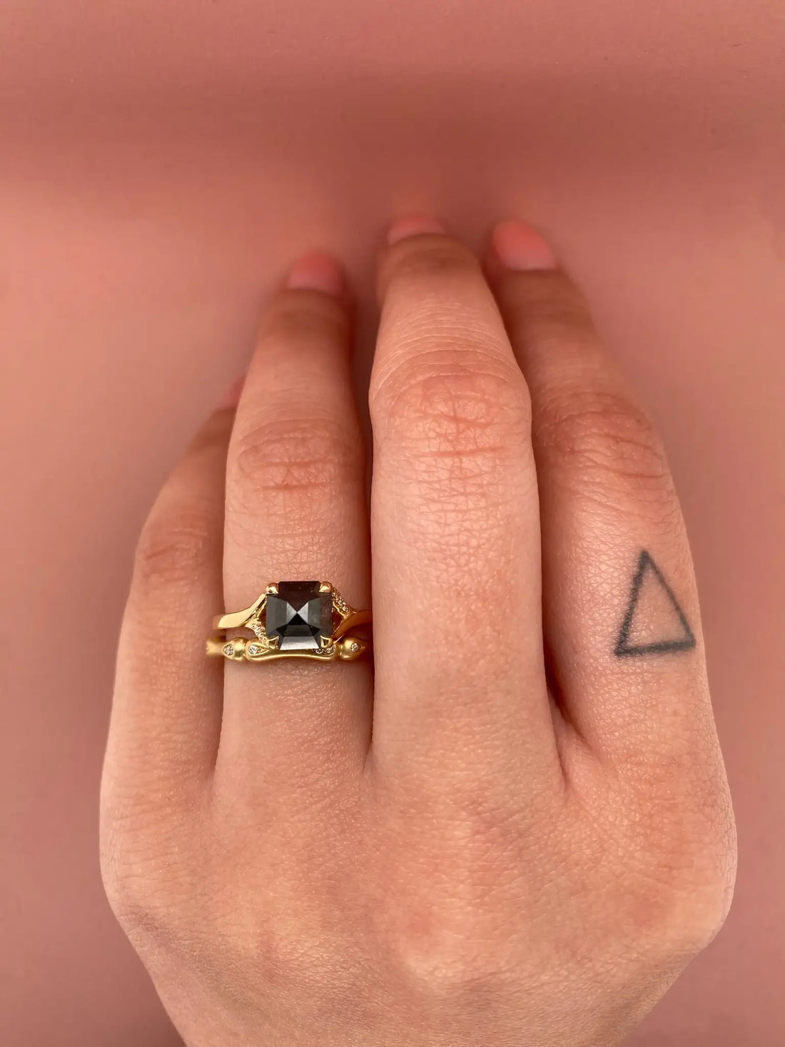 Hexagon diamond engagement ring point no point studio discount